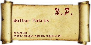 Welter Patrik névjegykártya